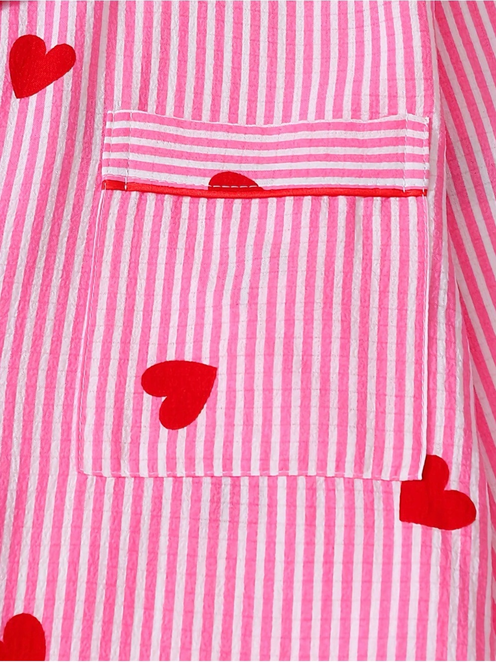 Pink Striped Heart Pajama Set — Red Heart Print - Picture 3 of 4